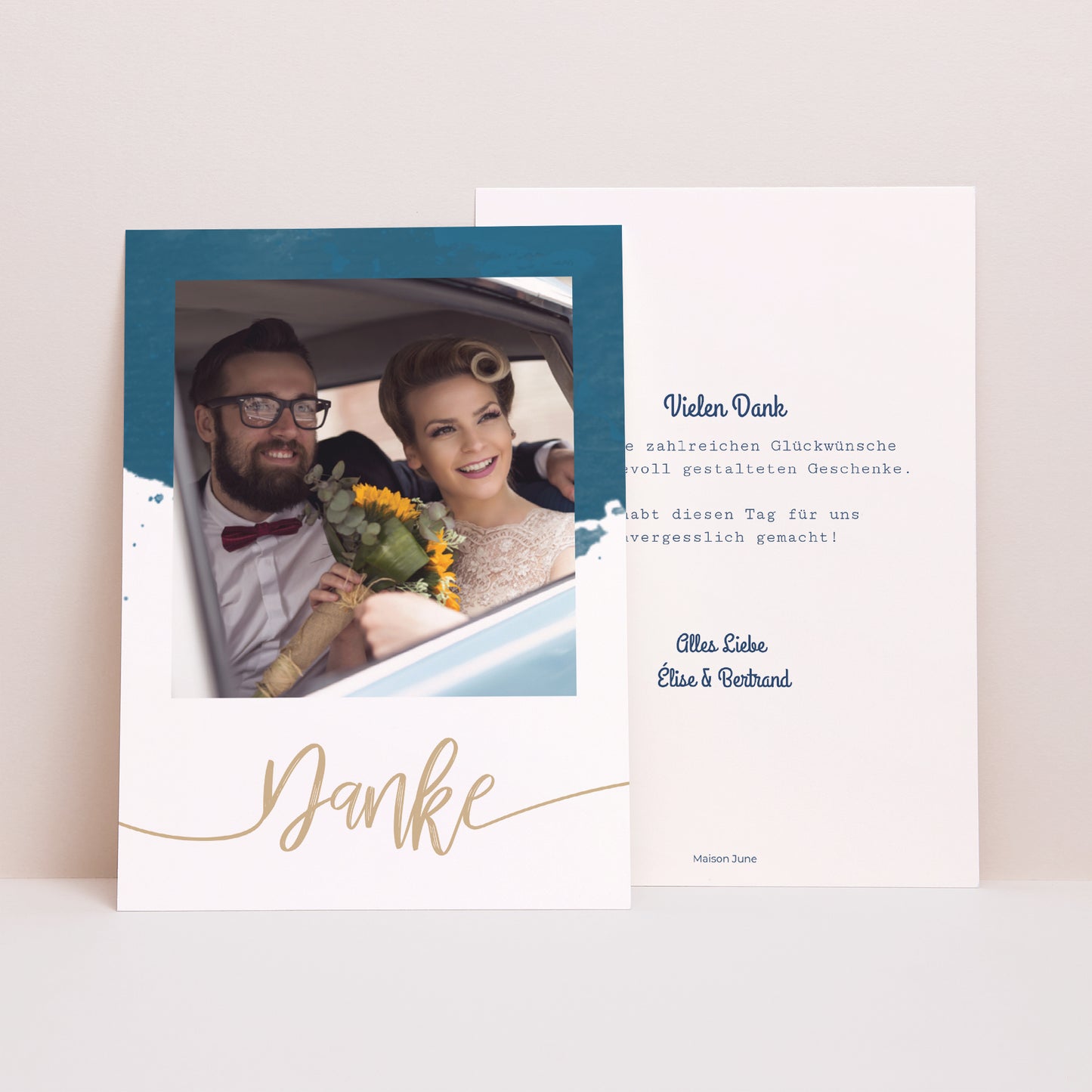 Dankeskarte Hochzeit Das blaue Gold foto N° 1