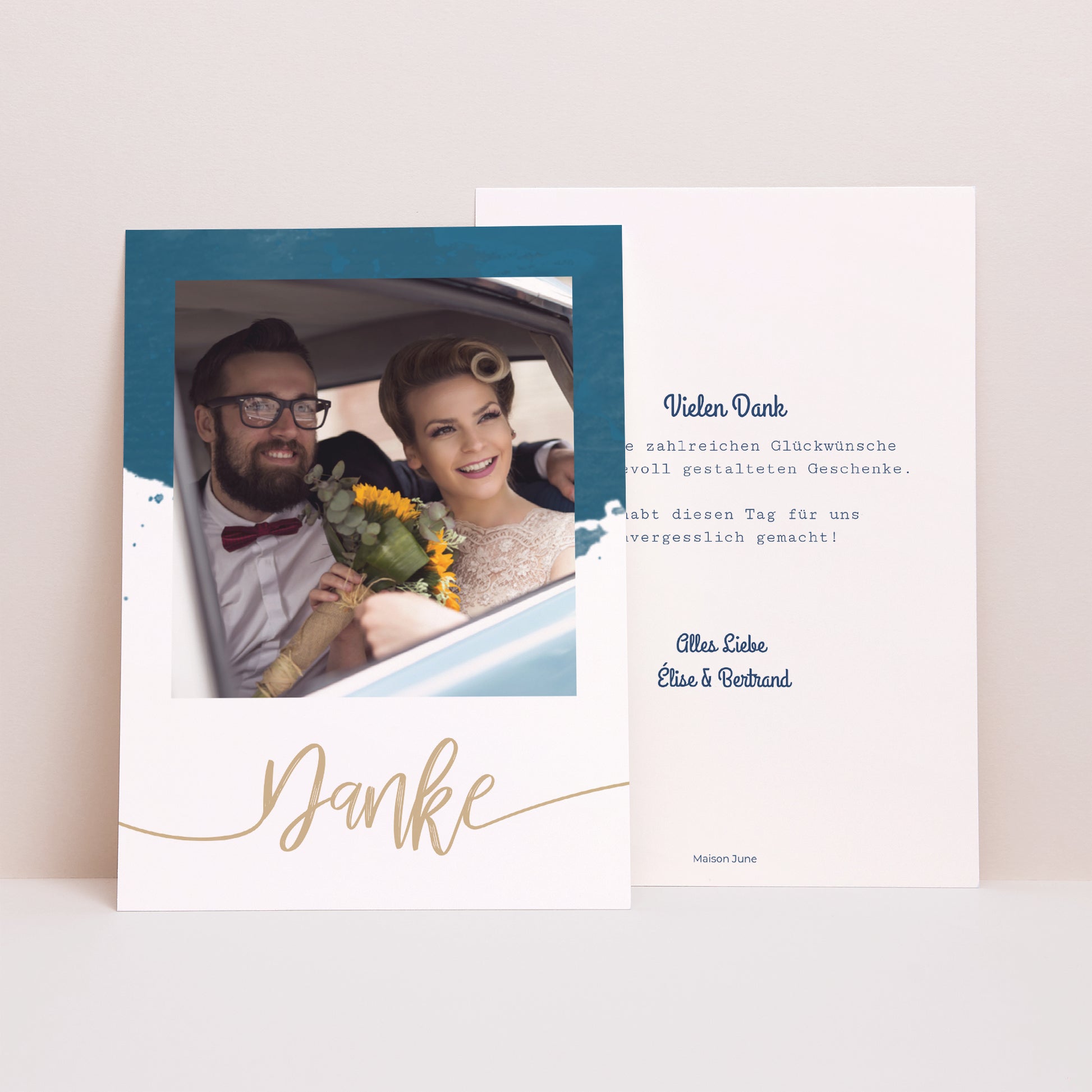 Dankeskarte Hochzeit Das blaue Gold foto N° 1