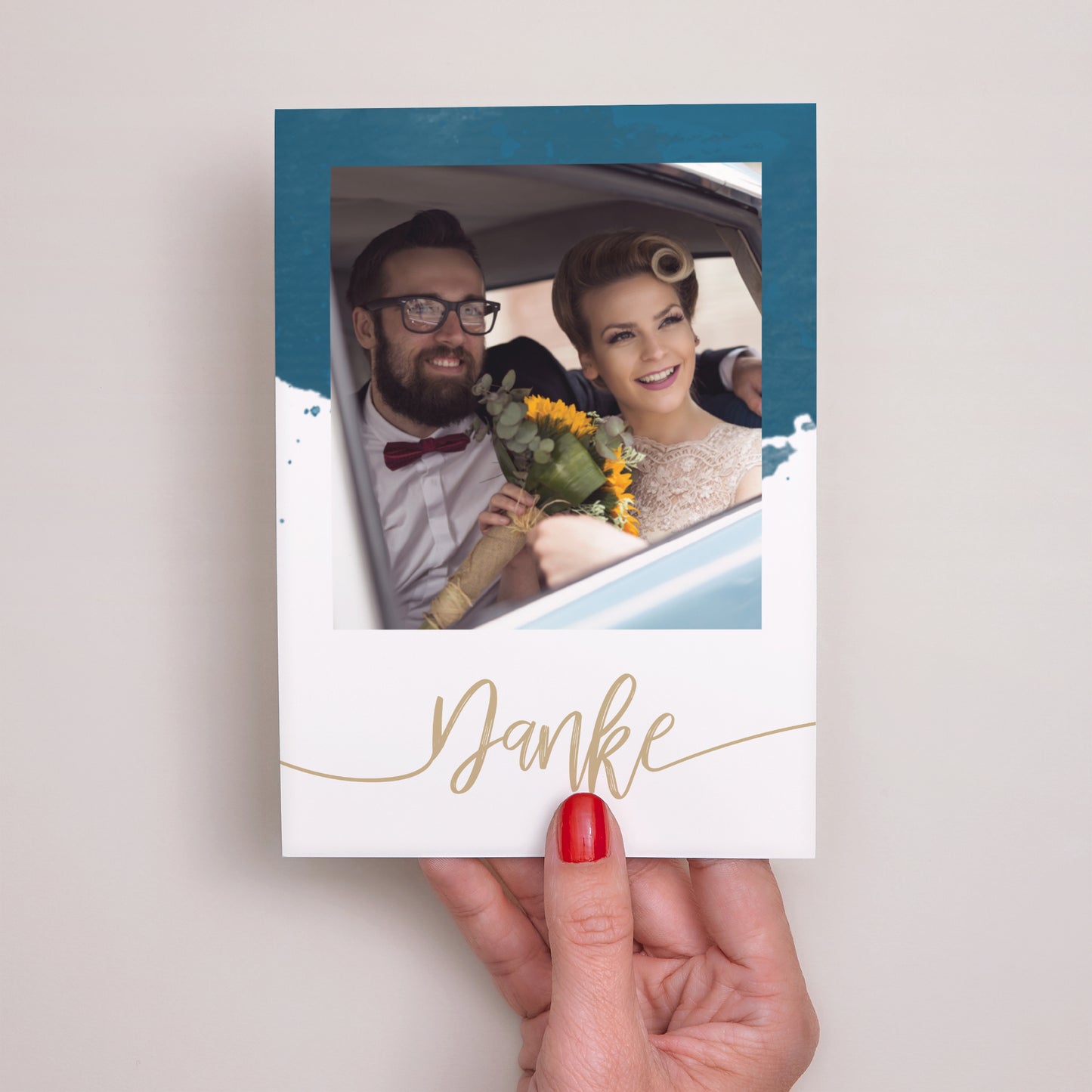Dankeskarte Hochzeit Das blaue Gold foto N° 2