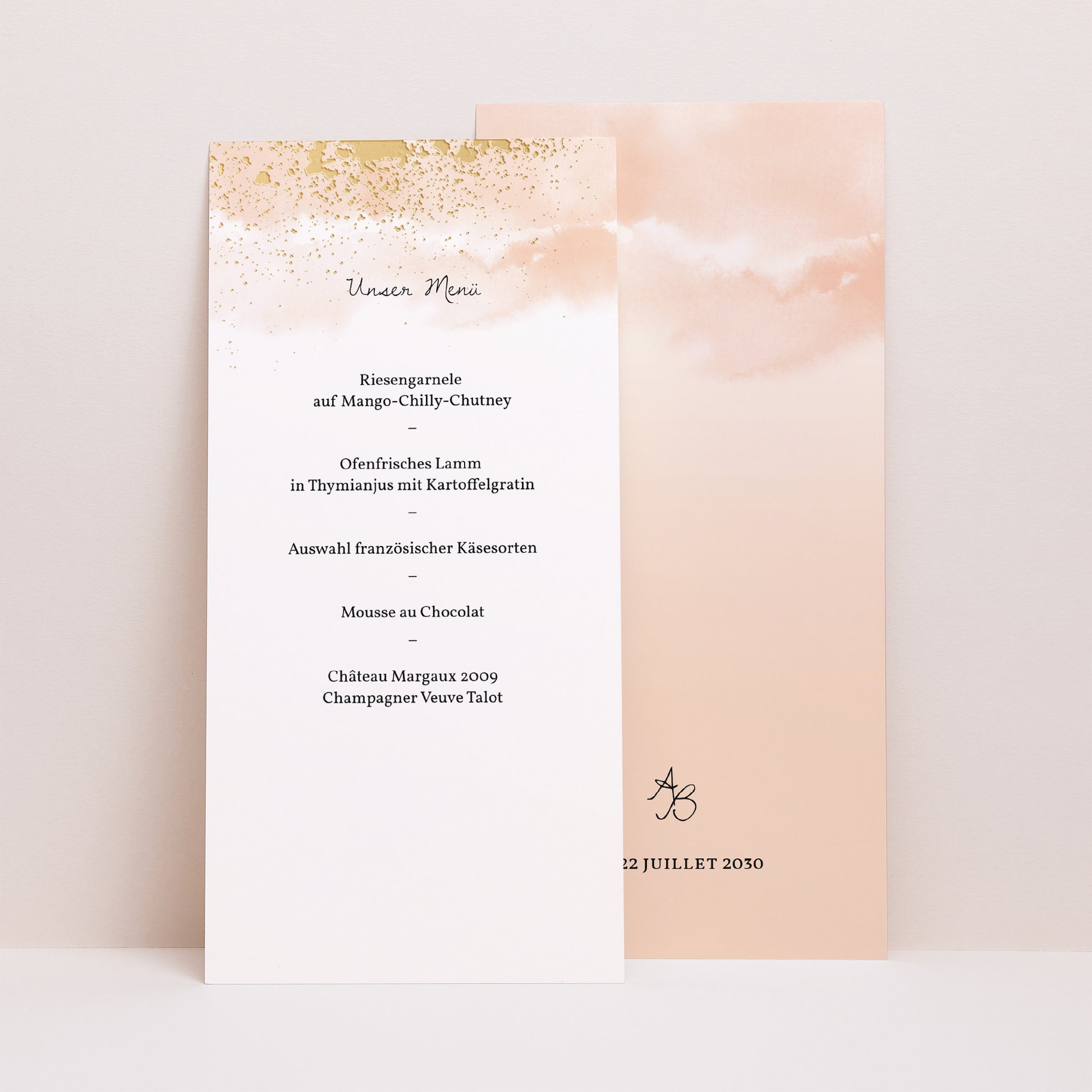 Menükarte Hochzeit Panoramatisches Porträt Aquarello foto N° 1