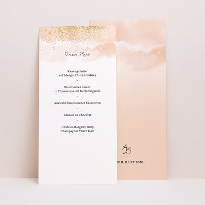 Menükarte Hochzeit Panoramatisches Porträt Aquarello foto N° 1