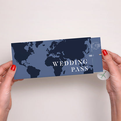 Hochzeitseinladung Mappe 2 Karten, Etikett Blue Wedding Pass foto N° 2