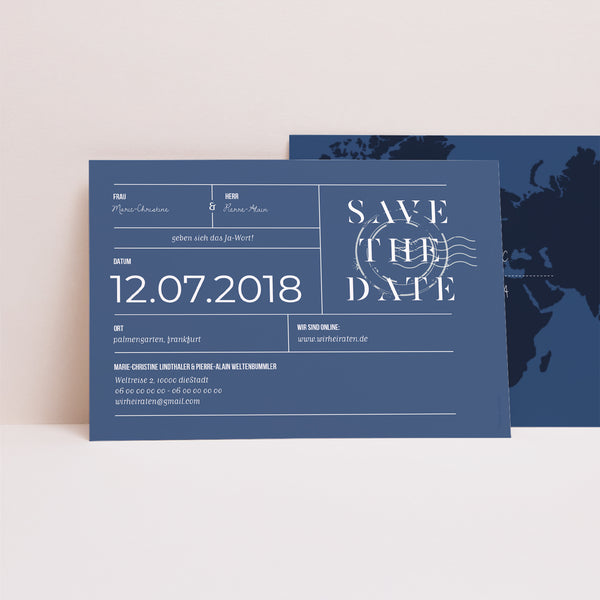 Save the date Karte Hochzeit Landschaft Blue Wedding Pass foto
