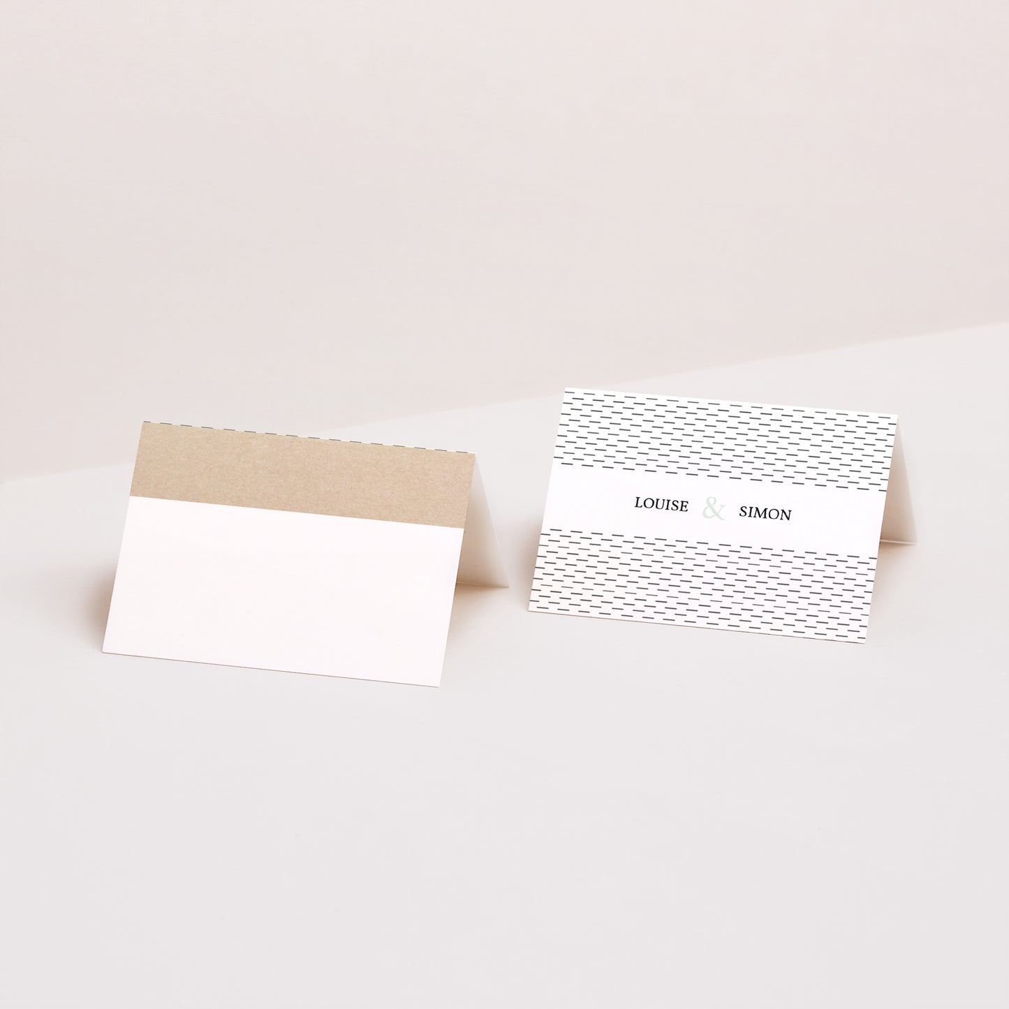 Tischkarten Hochzeit Quer Kraft & Farbe foto N° 1