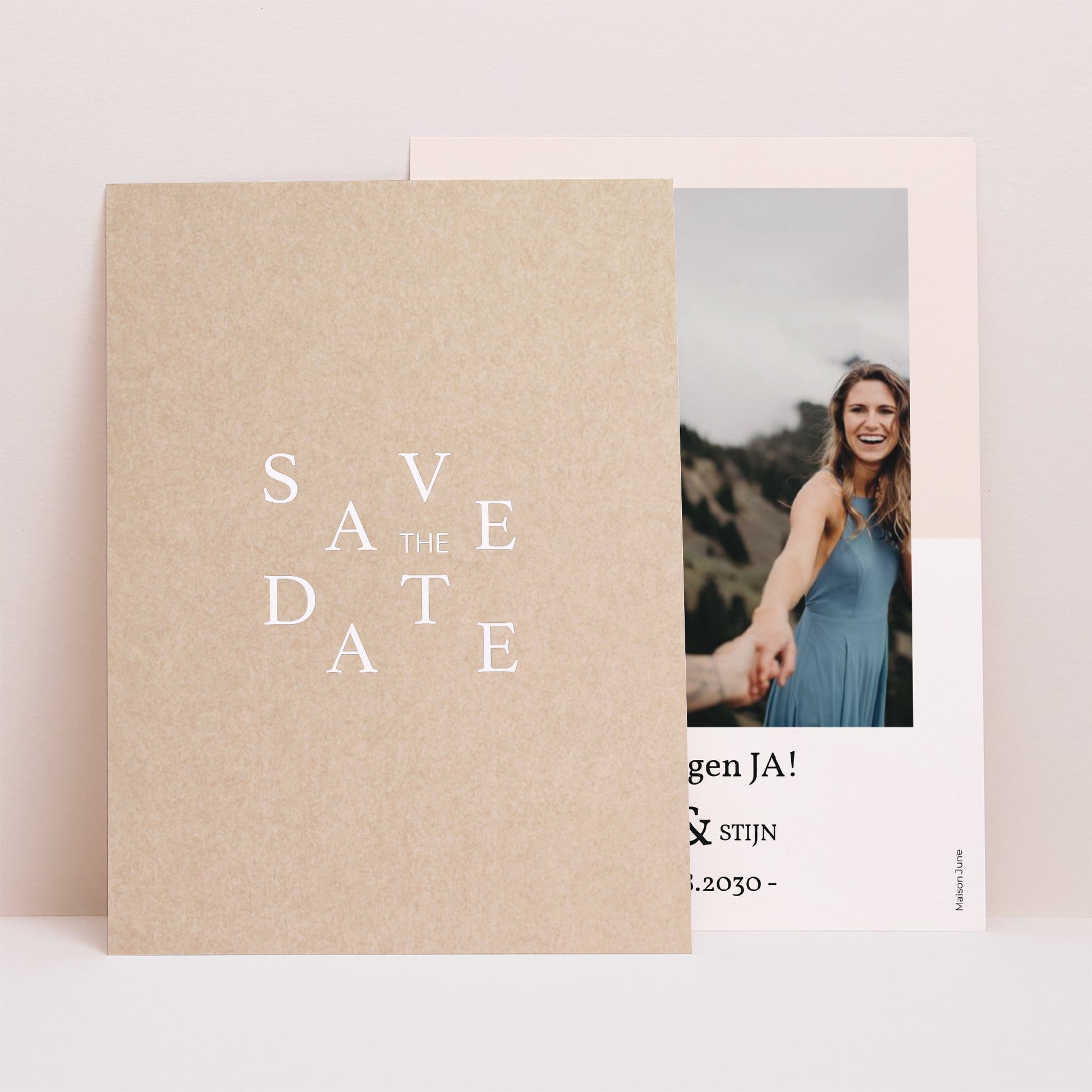 Save the date Karte Hochzeit Porträt Kraft & Farbe foto N° 1
