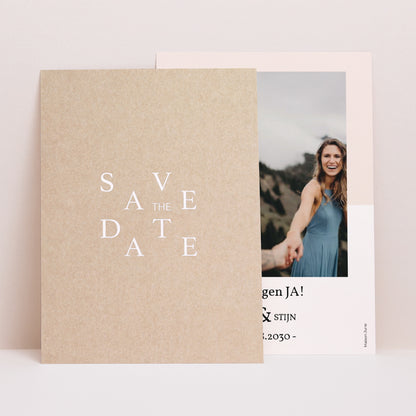Save the date Karte Hochzeit Porträt Kraft & Farbe foto N° 1