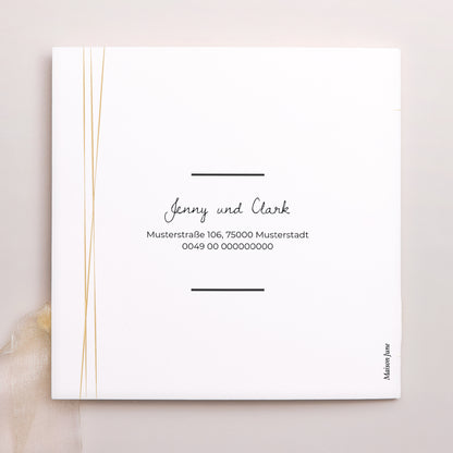 Hochzeitseinladung Quadratische Hülle, 3 Karten, Etikett Minimalistischer Chic foto N° 4