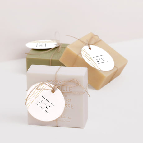 Vorgelochtes Etikett Hochzeit Runde Minimalistischer Chic
