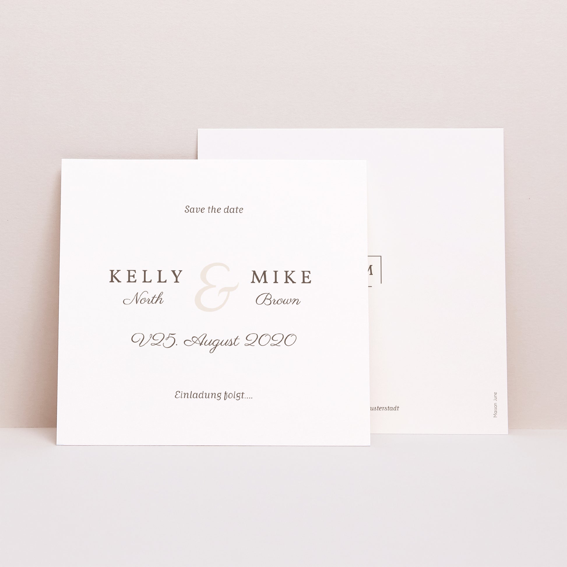 Save the date Karte Hochzeit Quadrat Modern Nude foto N° 1