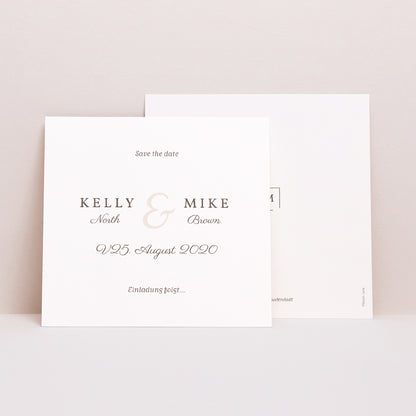 Save the date Karte Hochzeit Quadrat Modern Nude foto N° 1