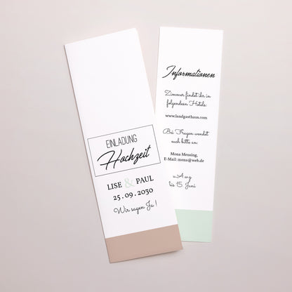 Hochzeitseinladung Fotoautomaten Lesezeichen Holz & Pastell foto N° 1