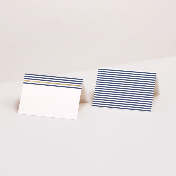 Tischkarten Hochzeit Quer Marinière or bleu foto