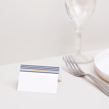 Tischkarten Hochzeit Quer Marinière or bleu foto N° 2