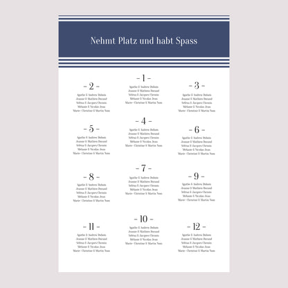 Sitzplan Hochzeit Porträt 60 x 90 cm Marinière or bleu foto N° 2