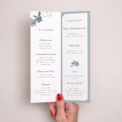 Hochzeitseinladung Fotoautomaten Lesezeichen Botanisches Blau foto N° 2