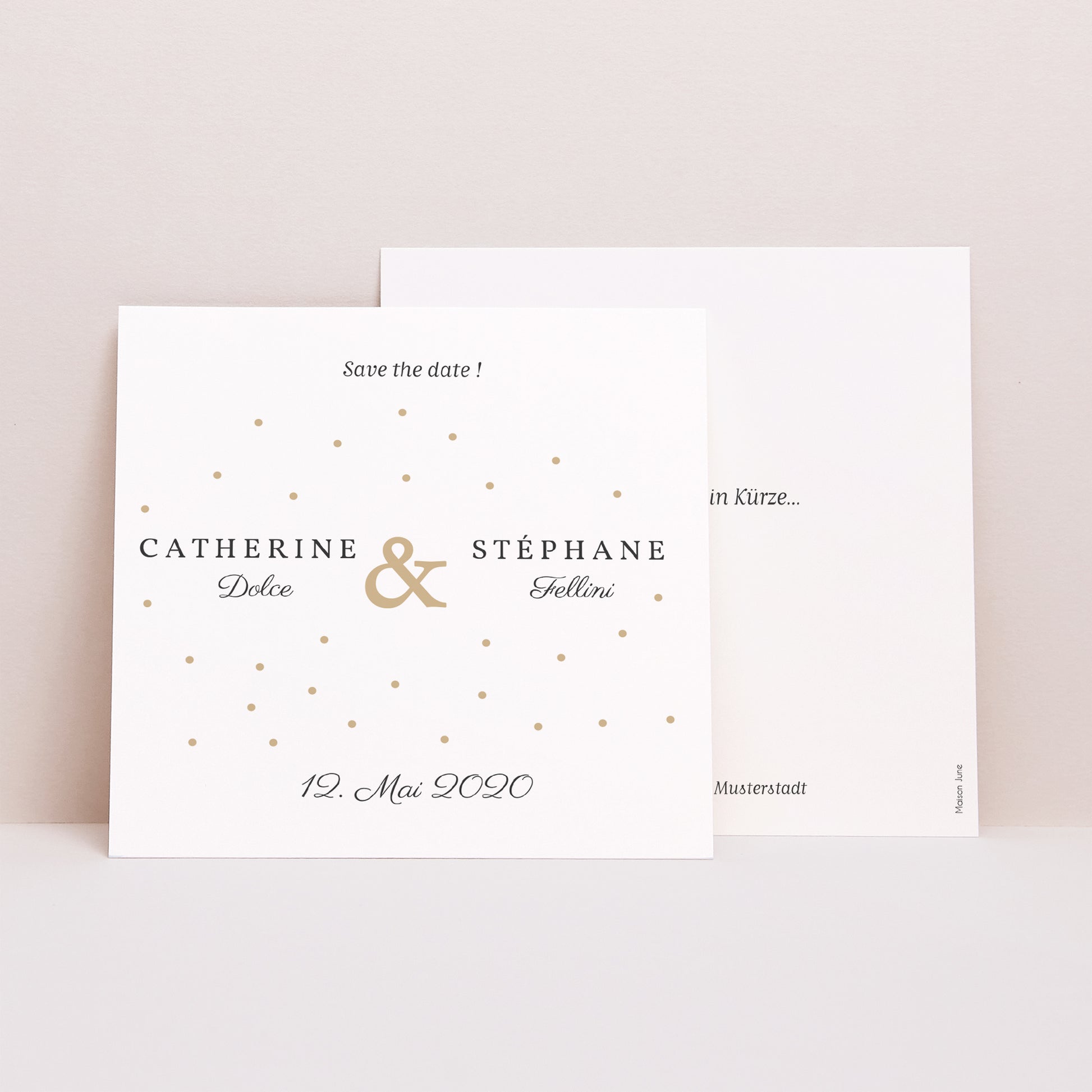 Save the date Karte Hochzeit Quadrat Goldene Tasten foto N° 1
