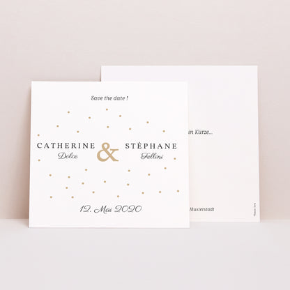 Save the date Karte Hochzeit Quadrat Goldene Tasten foto N° 1