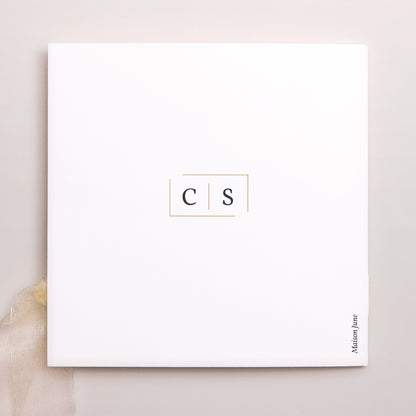 Hochzeitseinladung Quadratische Hülle, 3 Karten, Etikett Goldene Tasten foto N° 4