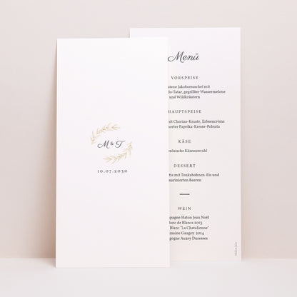 Menükarte Hochzeit Panoramatisches Porträt Minimalvegetarisch foto N° 1