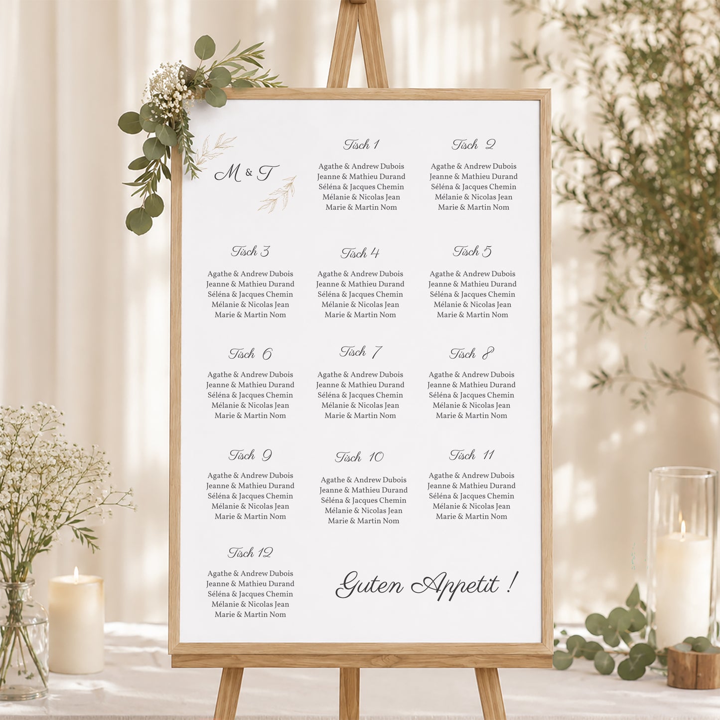Sitzplan Hochzeit Porträt 60 x 90 cm Minimalvegetarisch foto N° 1