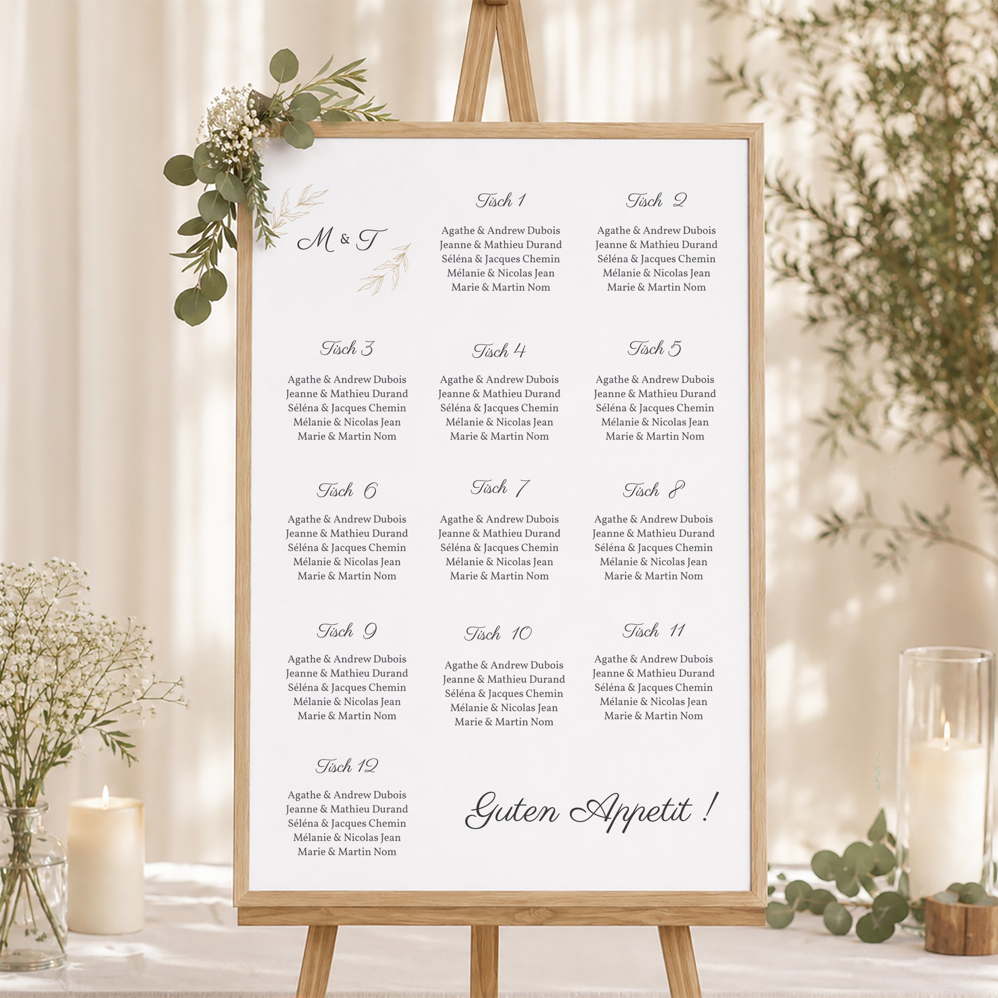 Sitzplan Hochzeit Porträt 60 x 90 cm Minimalvegetarisch foto N° 1