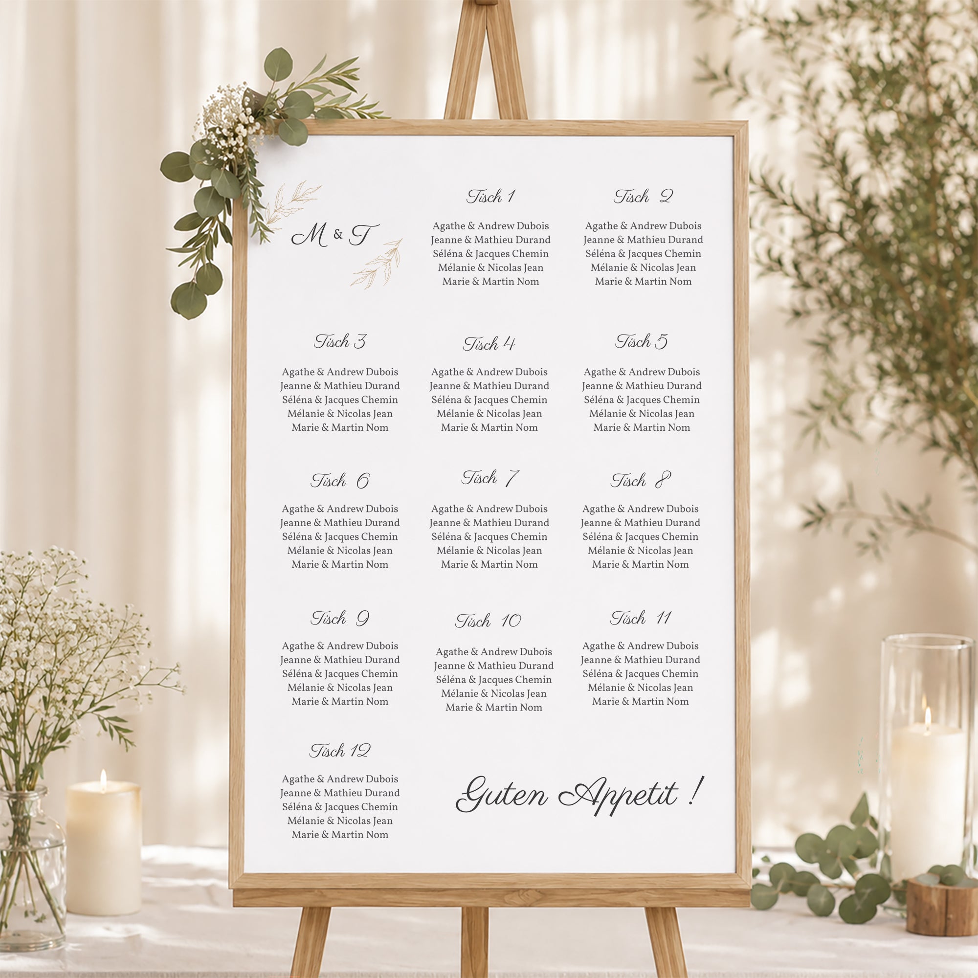 Sitzplan Hochzeit Porträt 60 x 90 cm Minimalvegetarisch foto N° 1