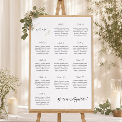 Sitzplan Hochzeit Porträt 60 x 90 cm Minimalvegetarisch foto N° 1