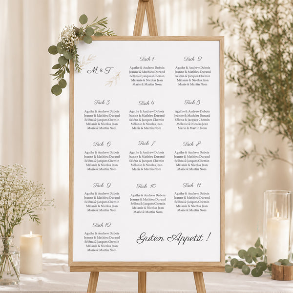 Sitzplan Hochzeit Porträt 60 x 90 cm Minimalvegetarisch foto