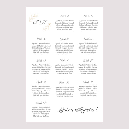 Sitzplan Hochzeit Porträt 60 x 90 cm Minimalvegetarisch foto N° 2