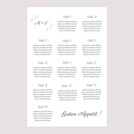 Sitzplan Hochzeit Porträt 60 x 90 cm Minimalvegetarisch