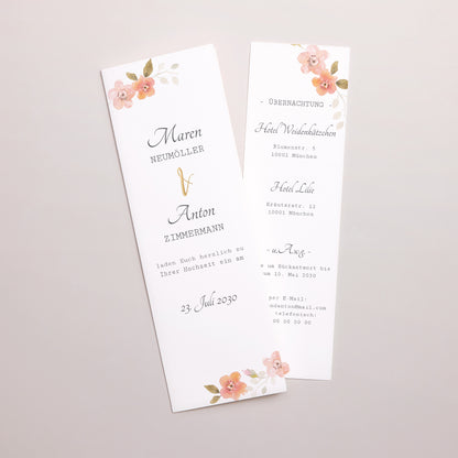 Hochzeitseinladung Fotoautomaten Lesezeichen Botanische Rose foto N° 1