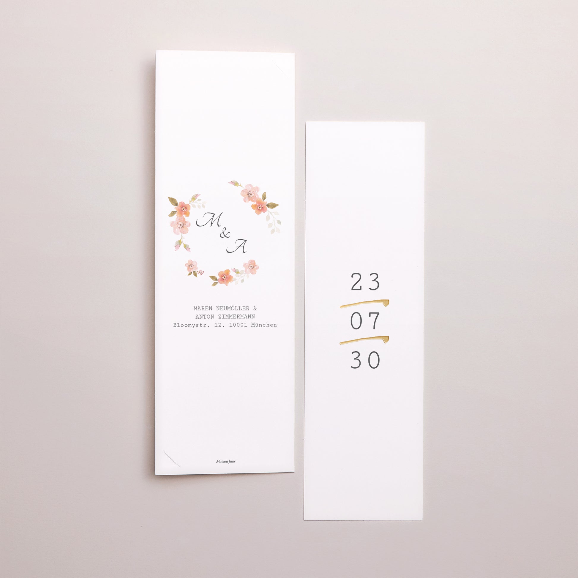 Hochzeitseinladung Fotoautomaten Lesezeichen Botanische Rose foto N° 3