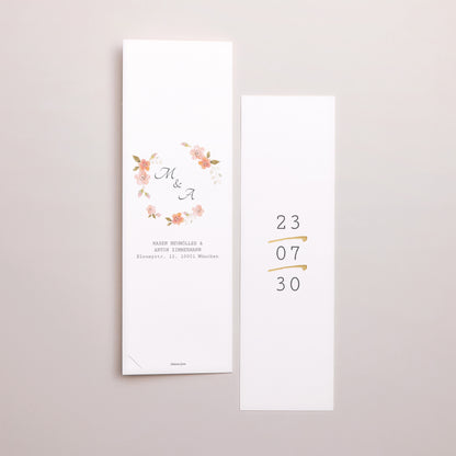 Hochzeitseinladung Fotoautomaten Lesezeichen Botanische Rose foto N° 3