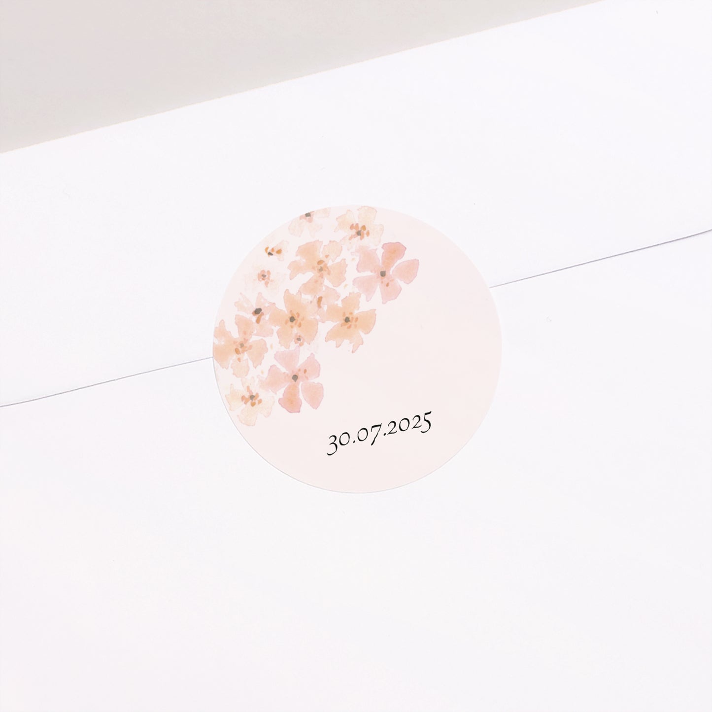 Sticker Geburt Rund Blumen Aquarell Pfirsich foto N° 2