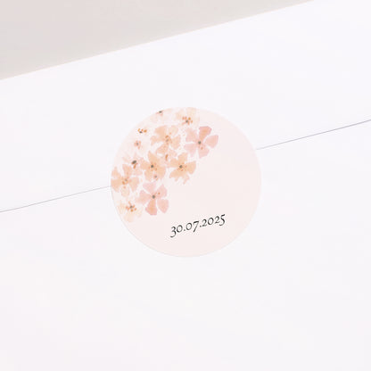 Sticker Geburt Rund Blumen Aquarell Pfirsich foto N° 2