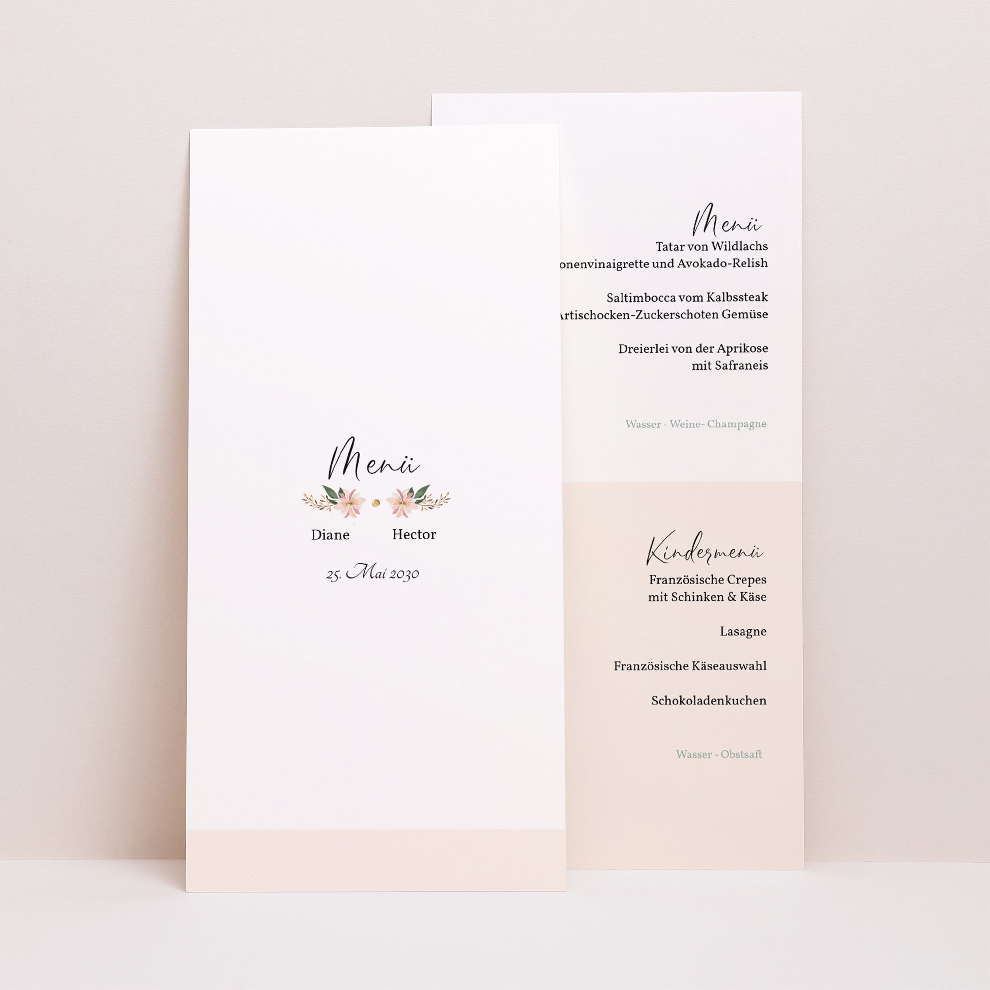 Menükarte Hochzeit Panoramatisches Porträt Süße der Blumen foto N° 1