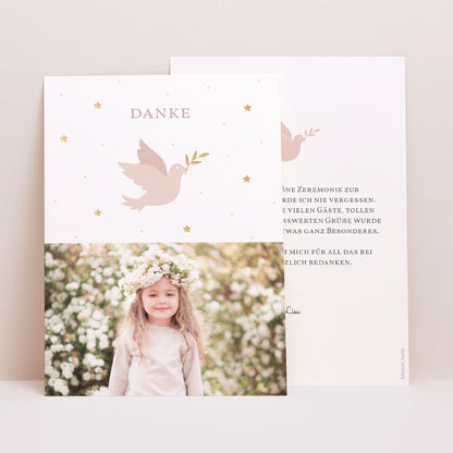 Dankeskarte Kommunion Porträt Holy Spirit Rose foto N° 1