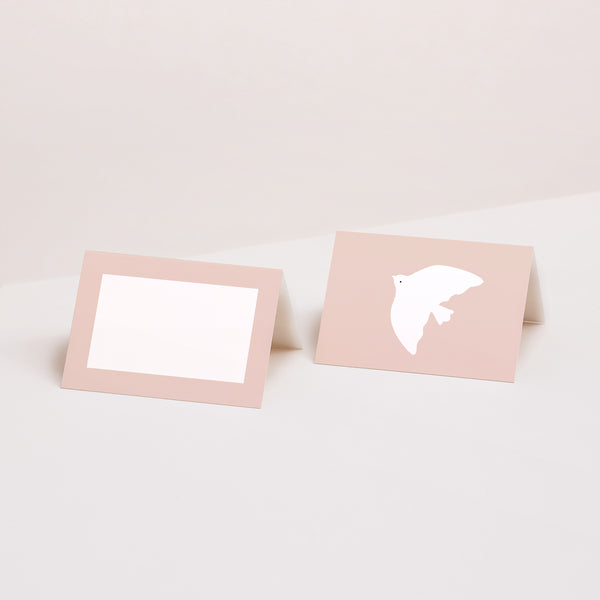 Tischkarten Taufe Quer Rosa Taube foto