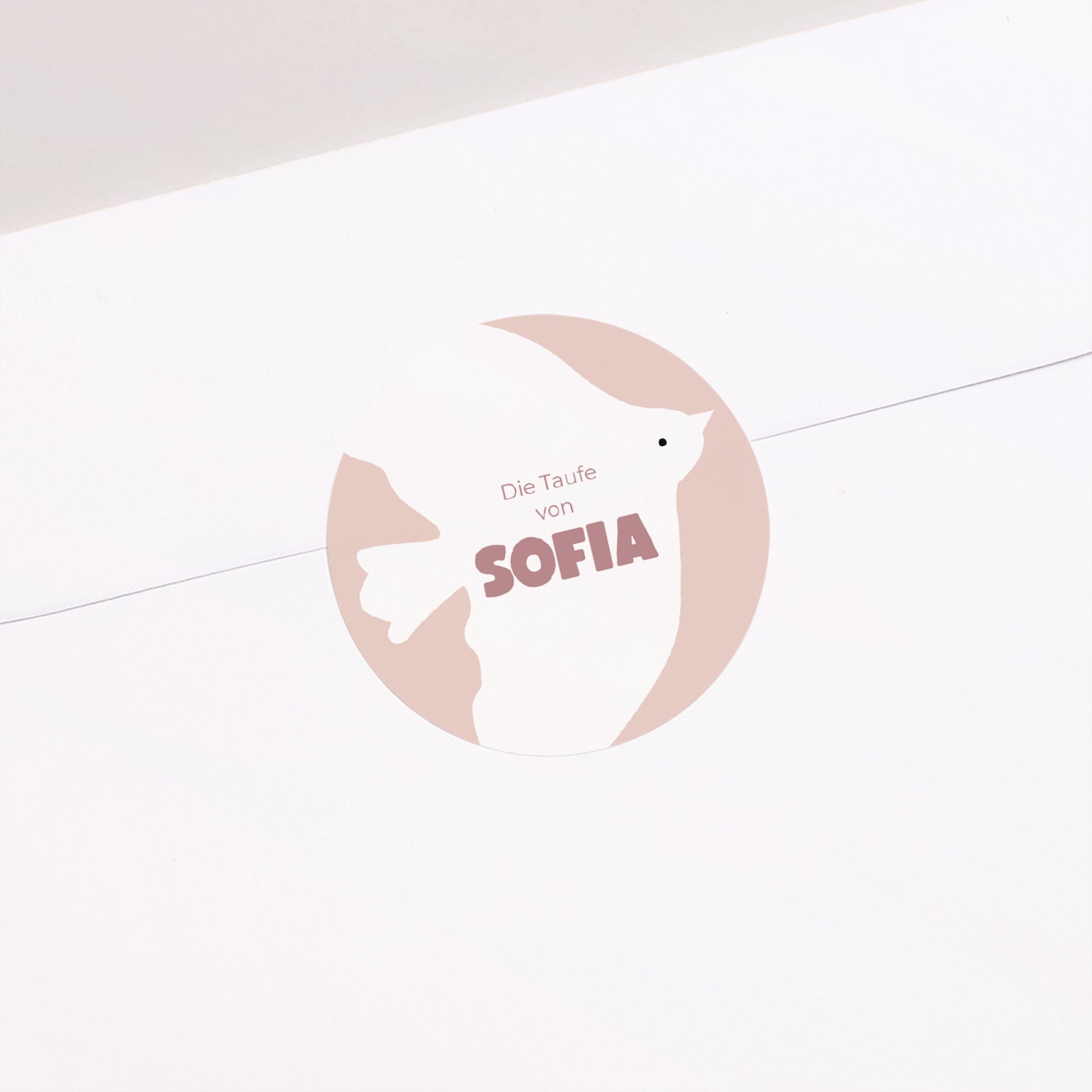 Sticker Taufe Rund Rosa Taube foto N° 2