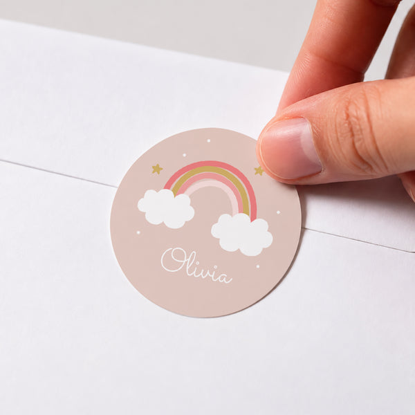 Sticker Taufe Rund Regenbogen foto
