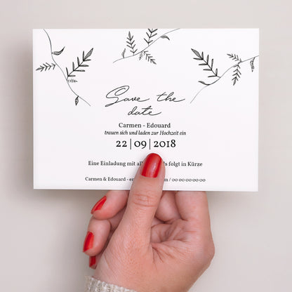 Save the date Karte Hochzeit Landschaft Kraft und Zweige foto N° 3