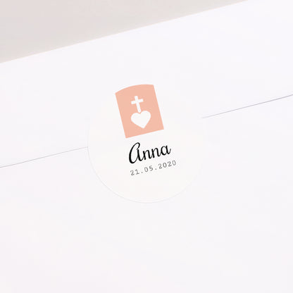 Sticker Taufe Rund Kreuz und Gold foto N° 2
