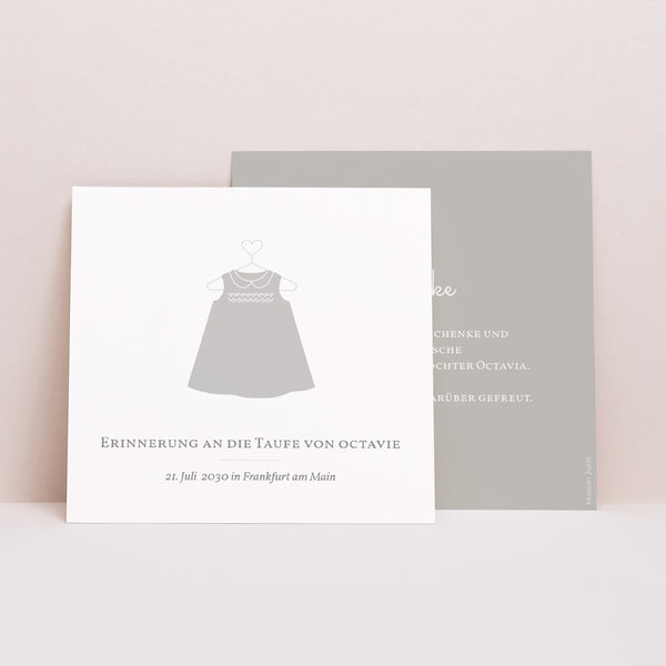 Dankeskarte Taufe Quadrat Kleid aus Licht foto