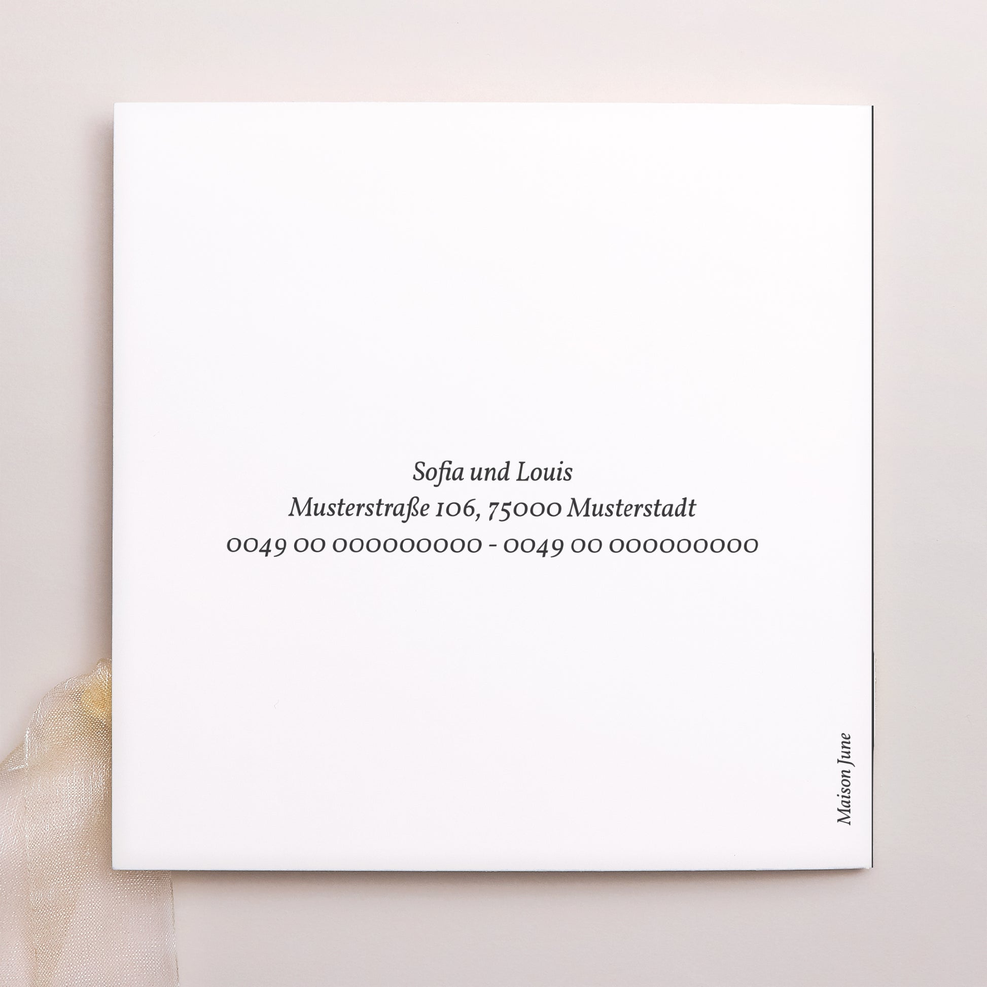 Hochzeitseinladung Quadratische Hülle, 3 Karten, Etikett Typografisches Quadrat foto N° 4