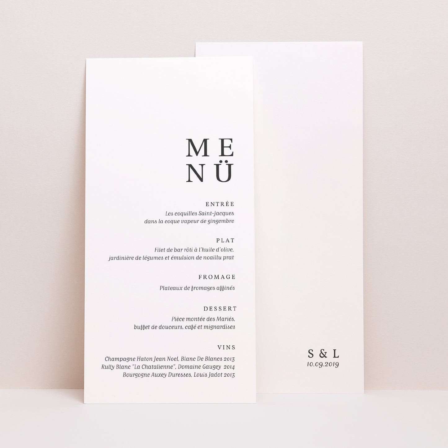 Menükarte Hochzeit Panoramatisches Porträt Typografisches Quadrat foto N° 1
