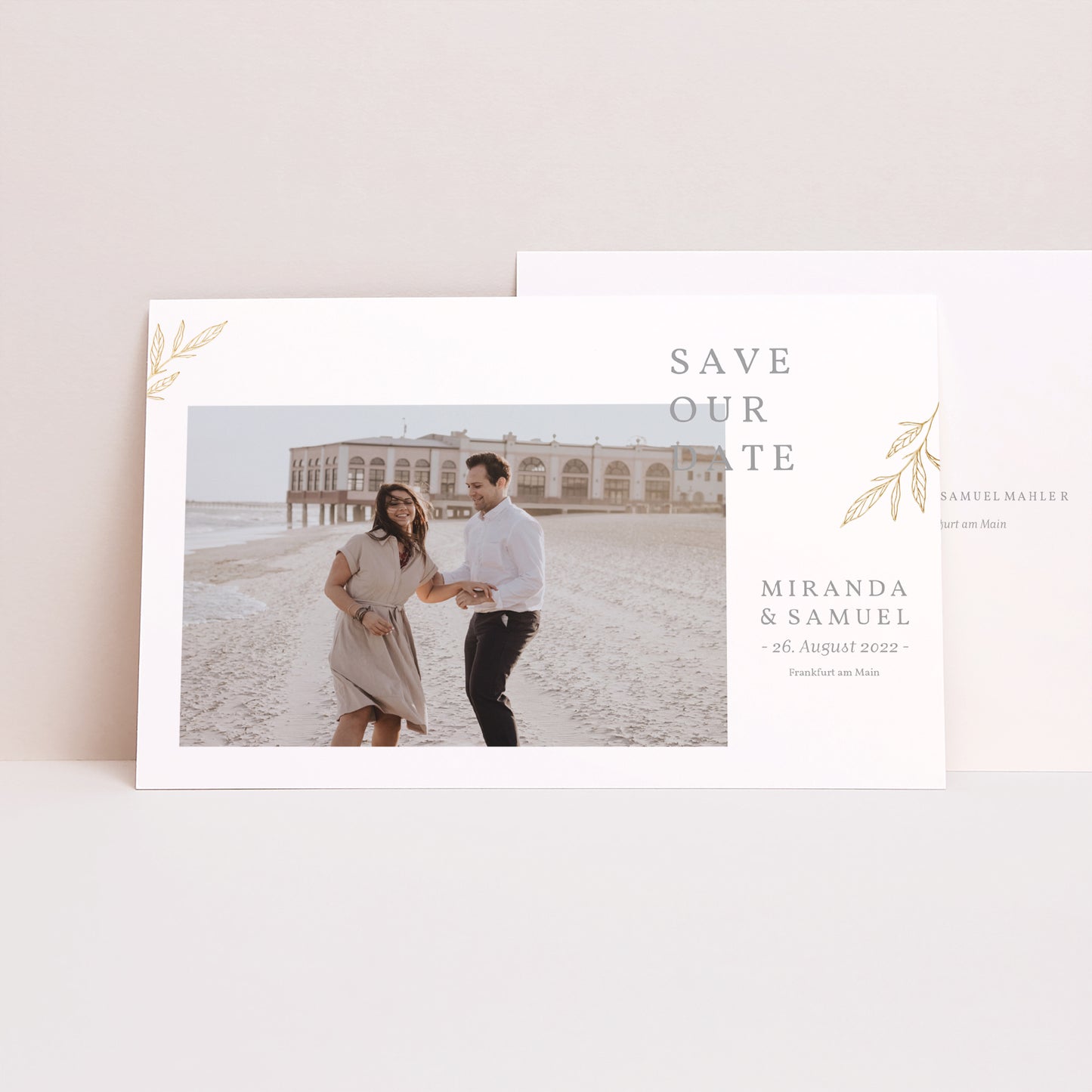 Save the date Karte Hochzeit Landschaft Minimalistische Botanik foto N° 1