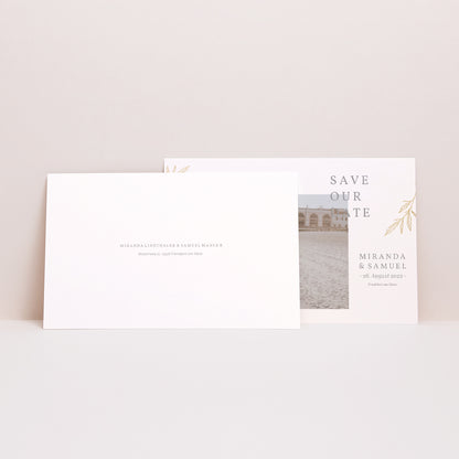 Save the date Karte Hochzeit Landschaft Minimalistische Botanik foto N° 2