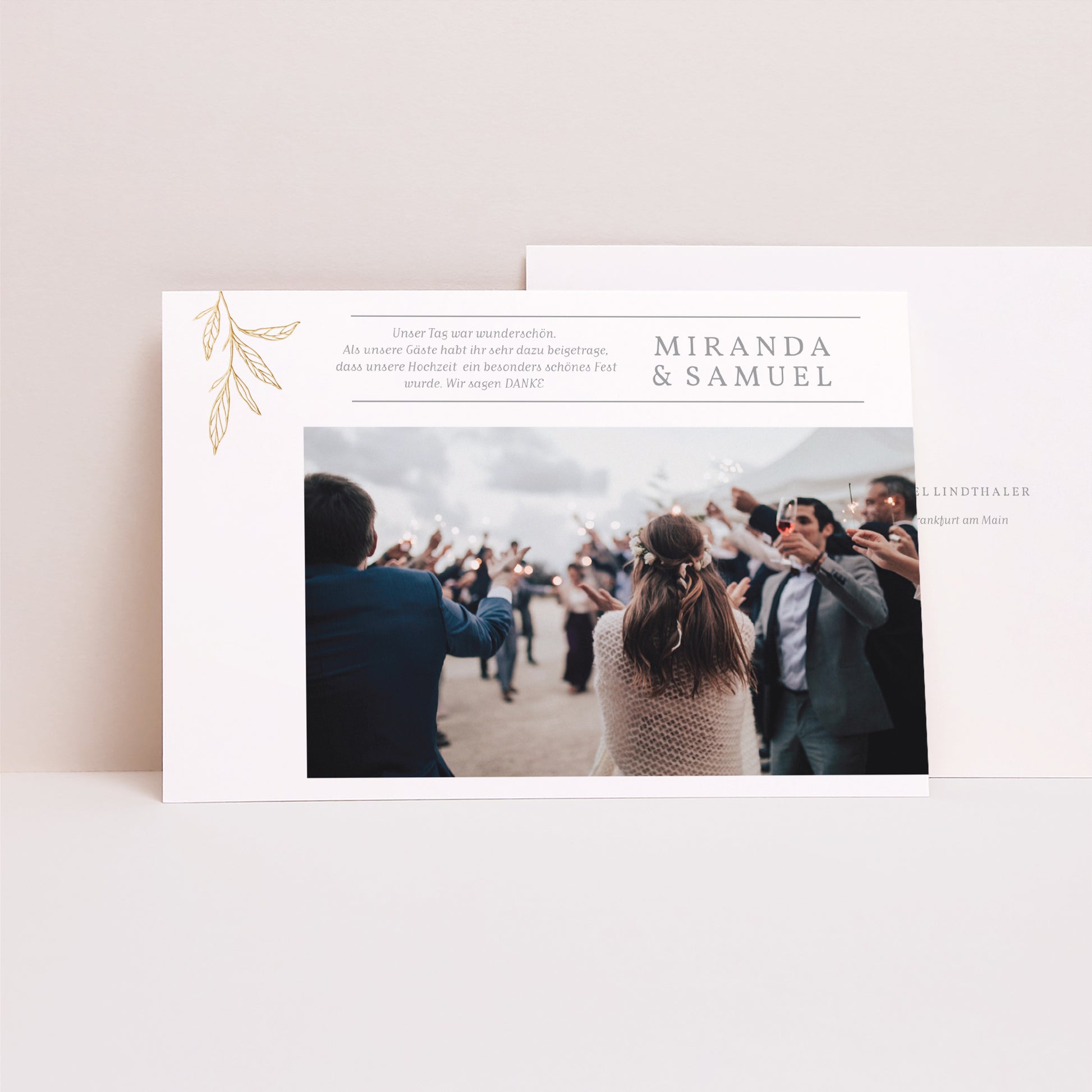 Dankeskarte Hochzeit Landschaft Minimalistische Botanik foto N° 1