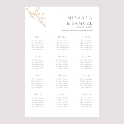 Sitzplan Hochzeit Porträt 60 x 90 cm Minimalistische Botanik foto N° 2