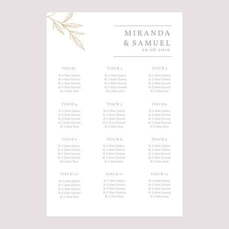 Sitzplan Hochzeit Porträt 60 x 90 cm Minimalistische Botanik